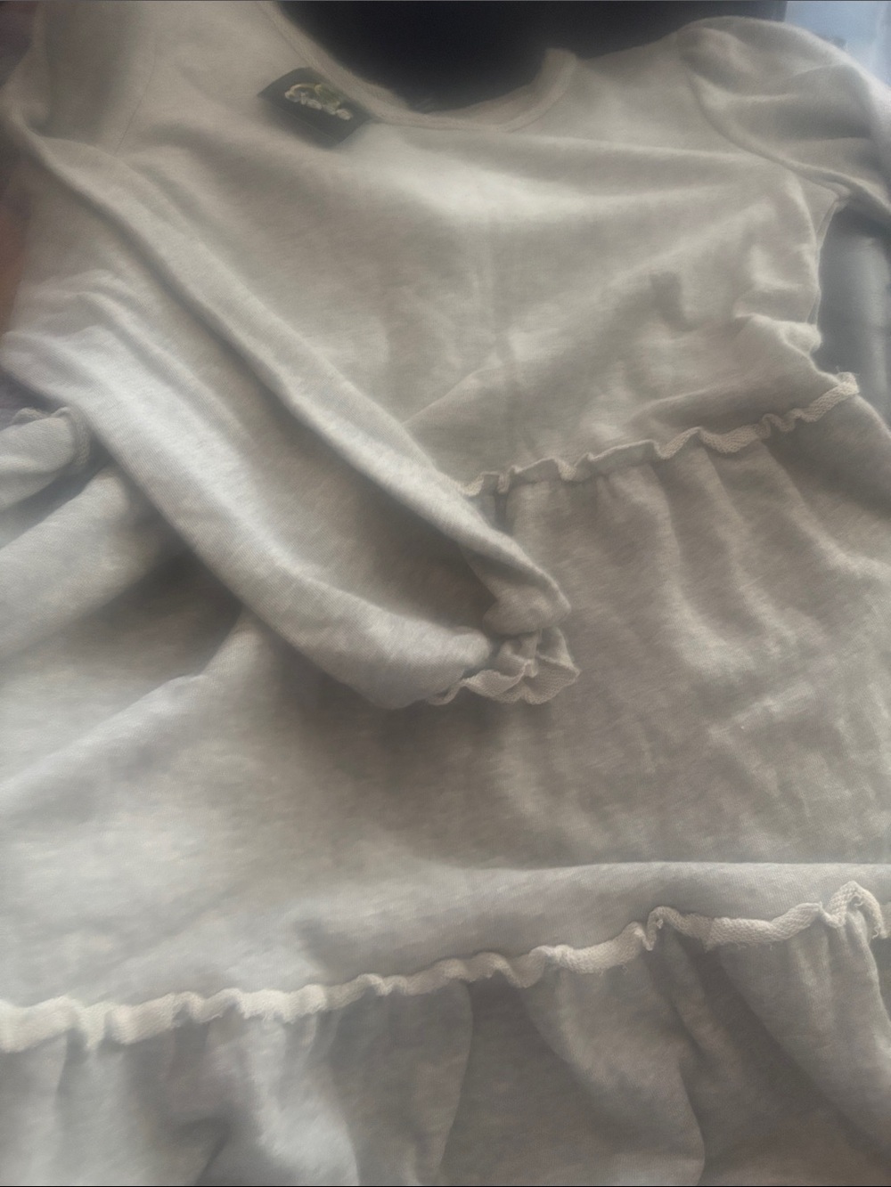 Girls Ruffle Tiered terry dress - Light Gray